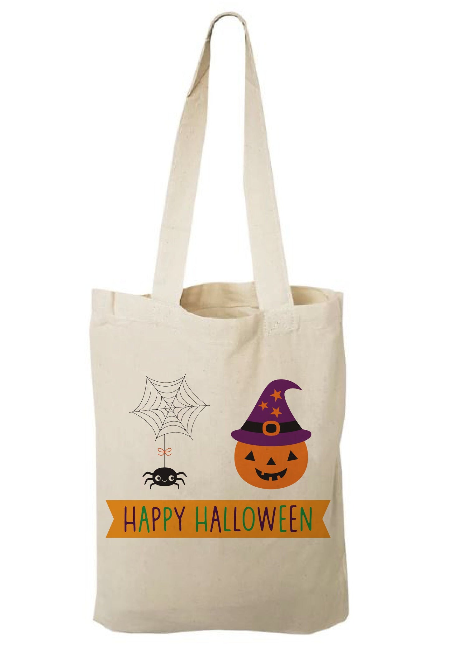 Pumpkin & Spider Canvas Trick or Treat Bag – Reusable Halloween Tote