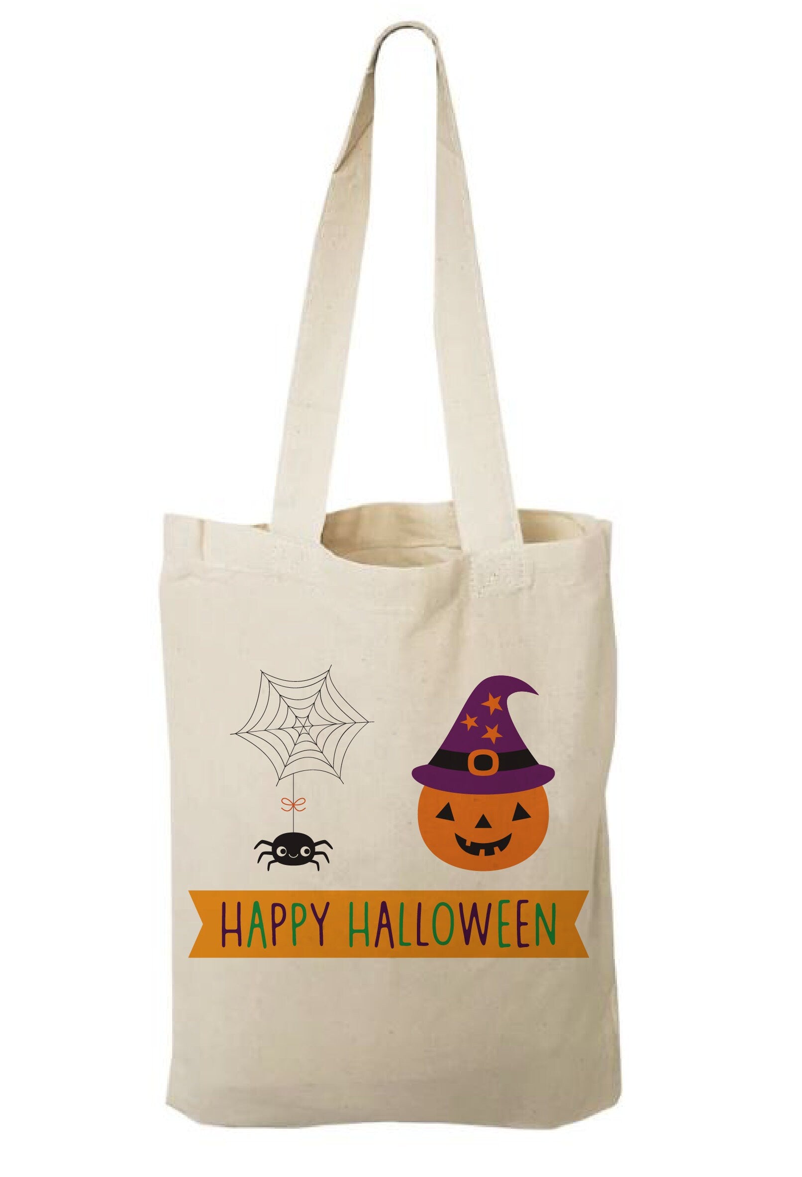 Pumpkin & Spider Canvas Trick or Treat Bag – Reusable Halloween Tote