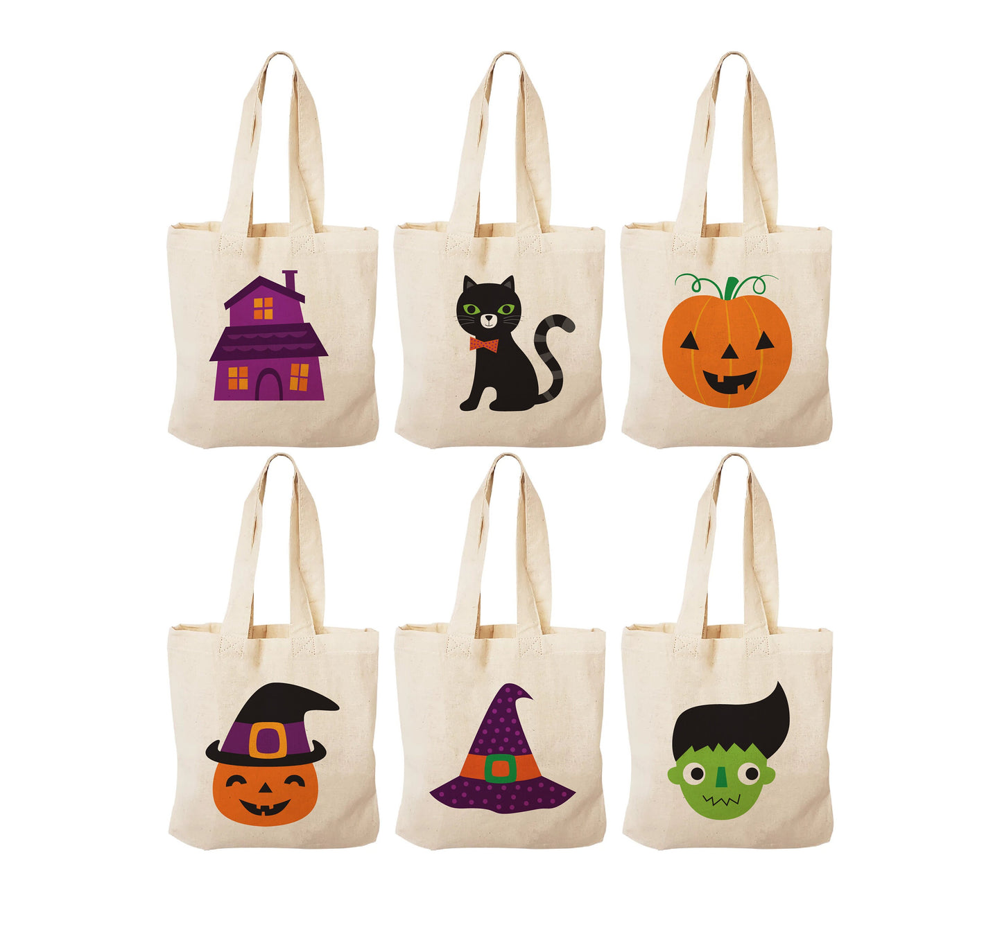 Halloween Cotton Treat Bags, Set of 6, Party Favors