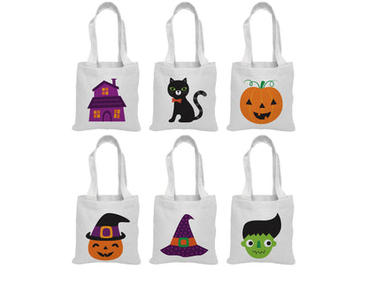Halloween Cotton Treat Bags, Set of 6, Party Favors