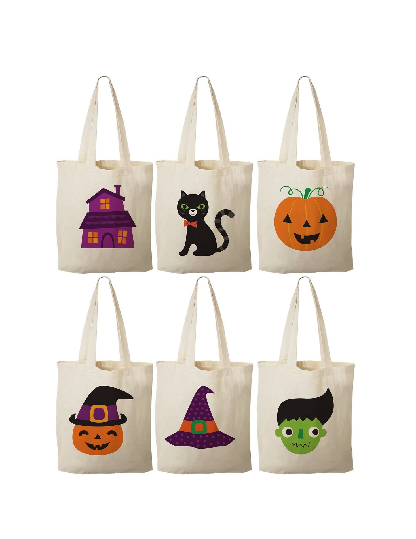 Halloween Cotton Treat Bags, Set of 6, Party Favors