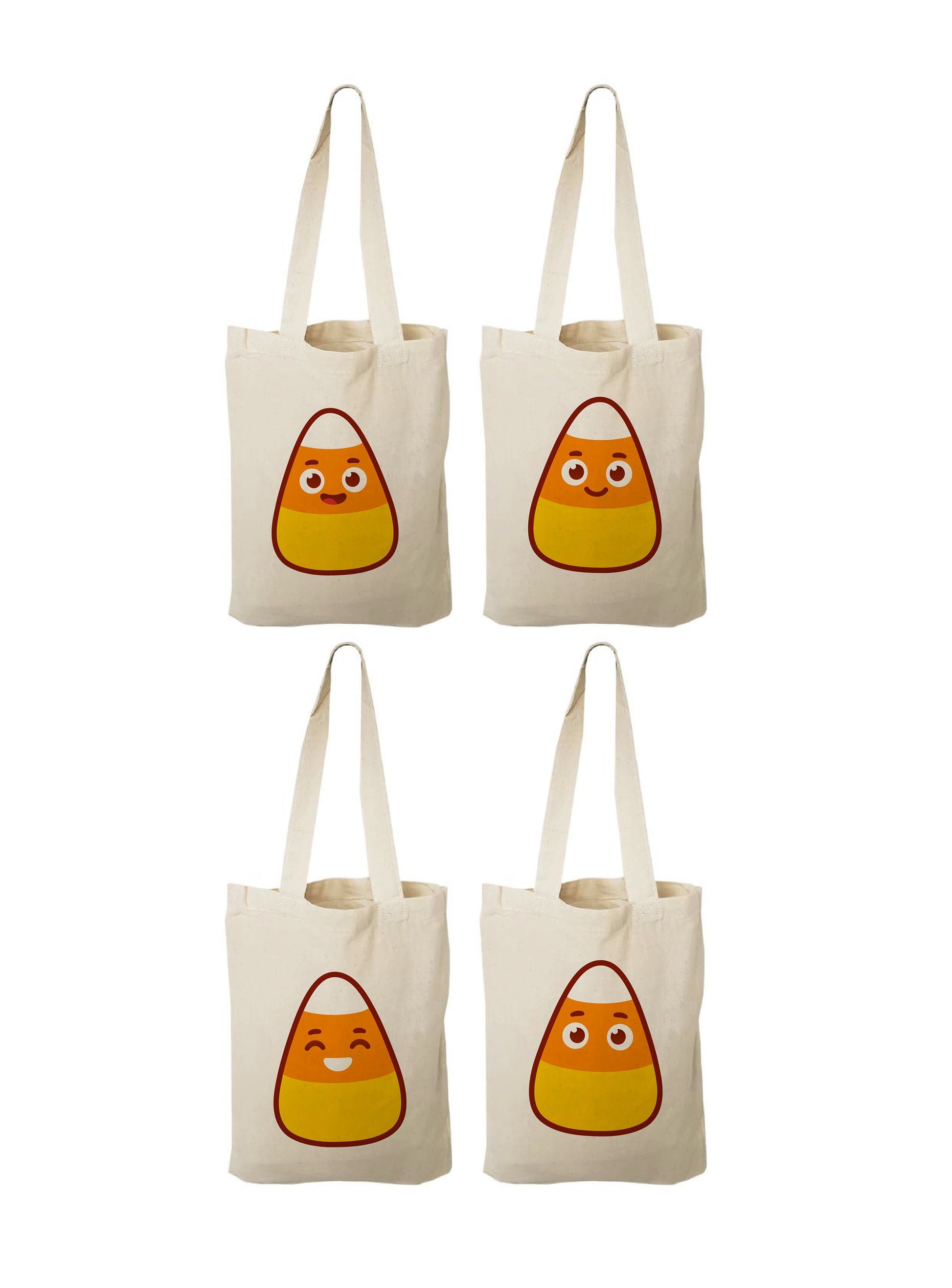 Candy Corn Halloween Favor Bags, Cotton Canvas, Set of 4
