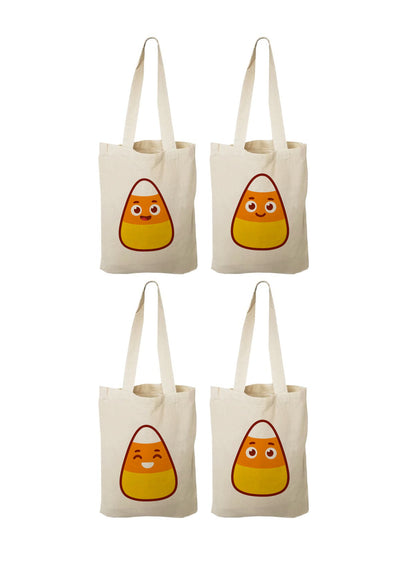 Candy Corn Halloween Favor Bags, Cotton Canvas, Set of 4