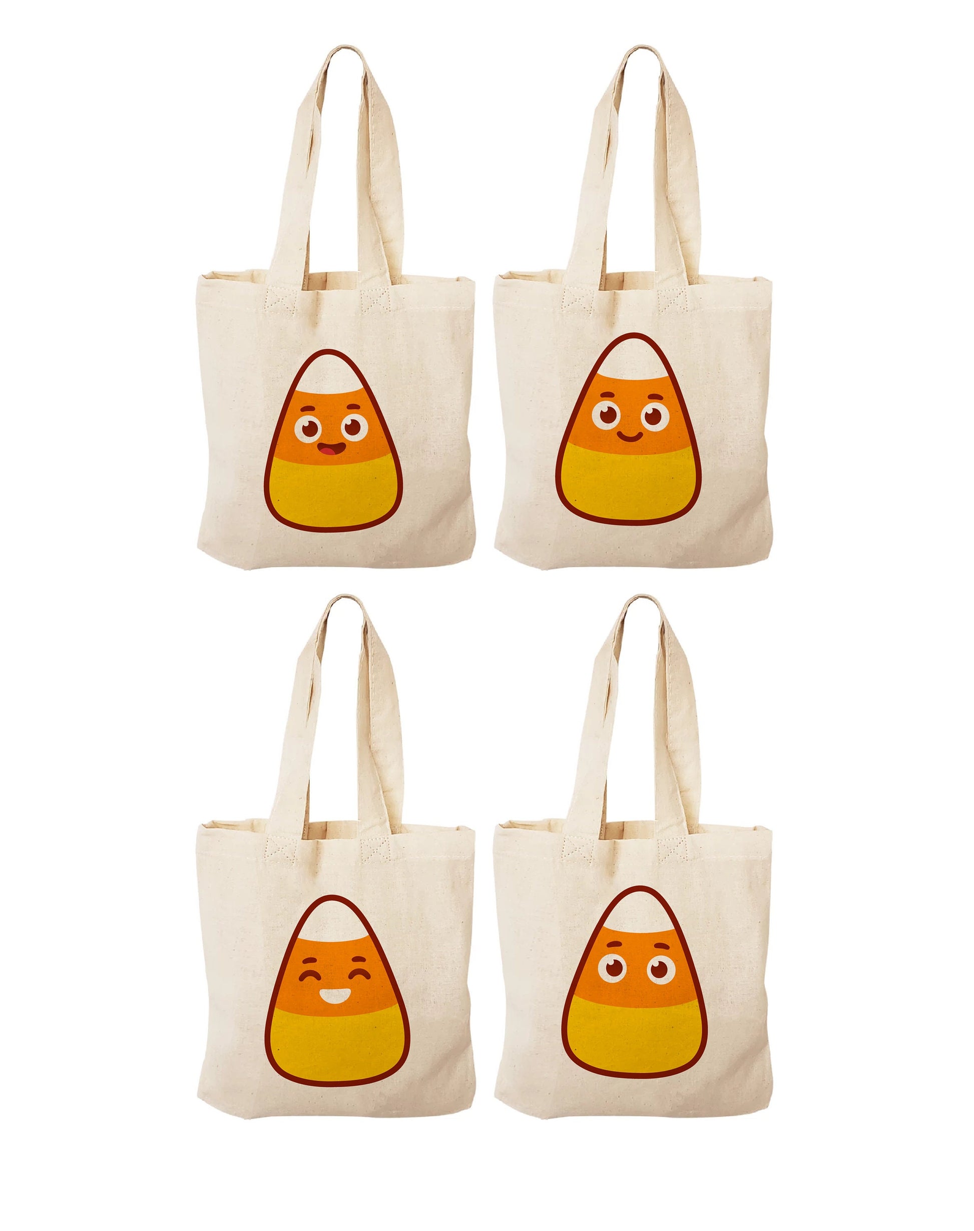 Candy Corn Halloween Favor Bags, Cotton Canvas, Set of 4