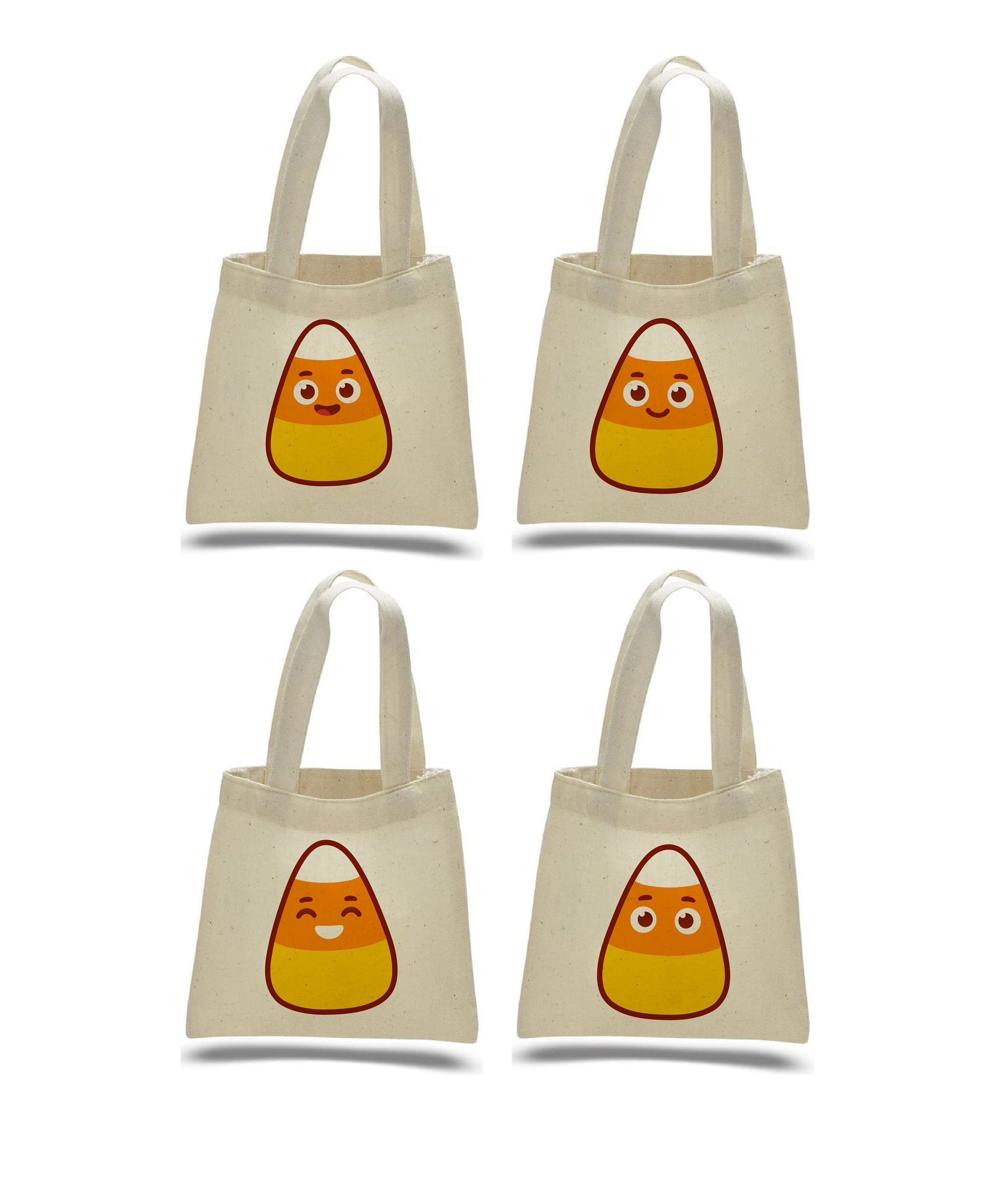 Candy Corn Halloween Favor Bags, Cotton Canvas, Set of 4