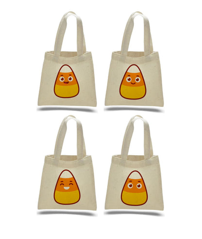 Candy Corn Halloween Favor Bags, Cotton Canvas, Set of 4