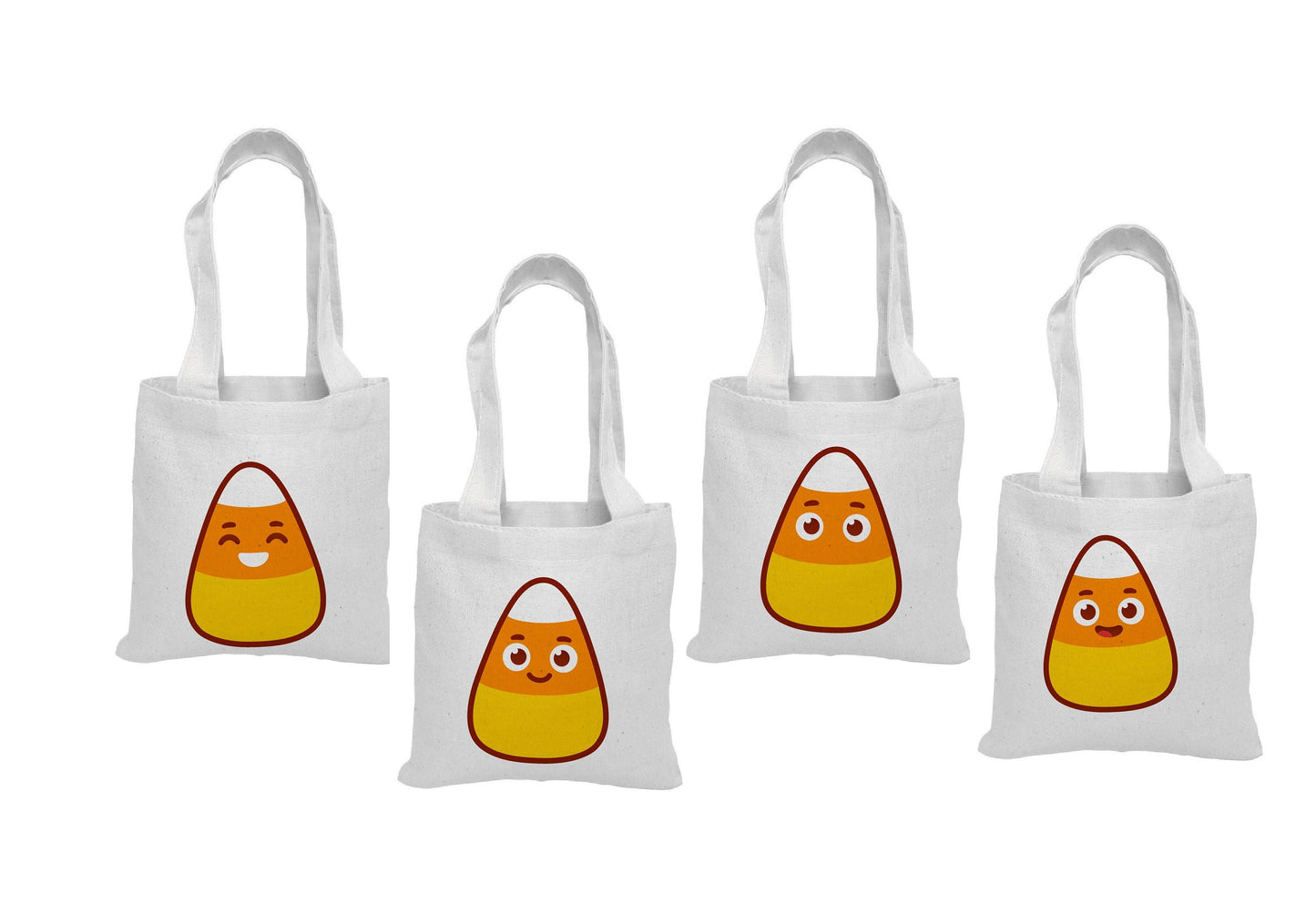 Candy Corn Halloween Favor Bags, Cotton Canvas, Set of 4