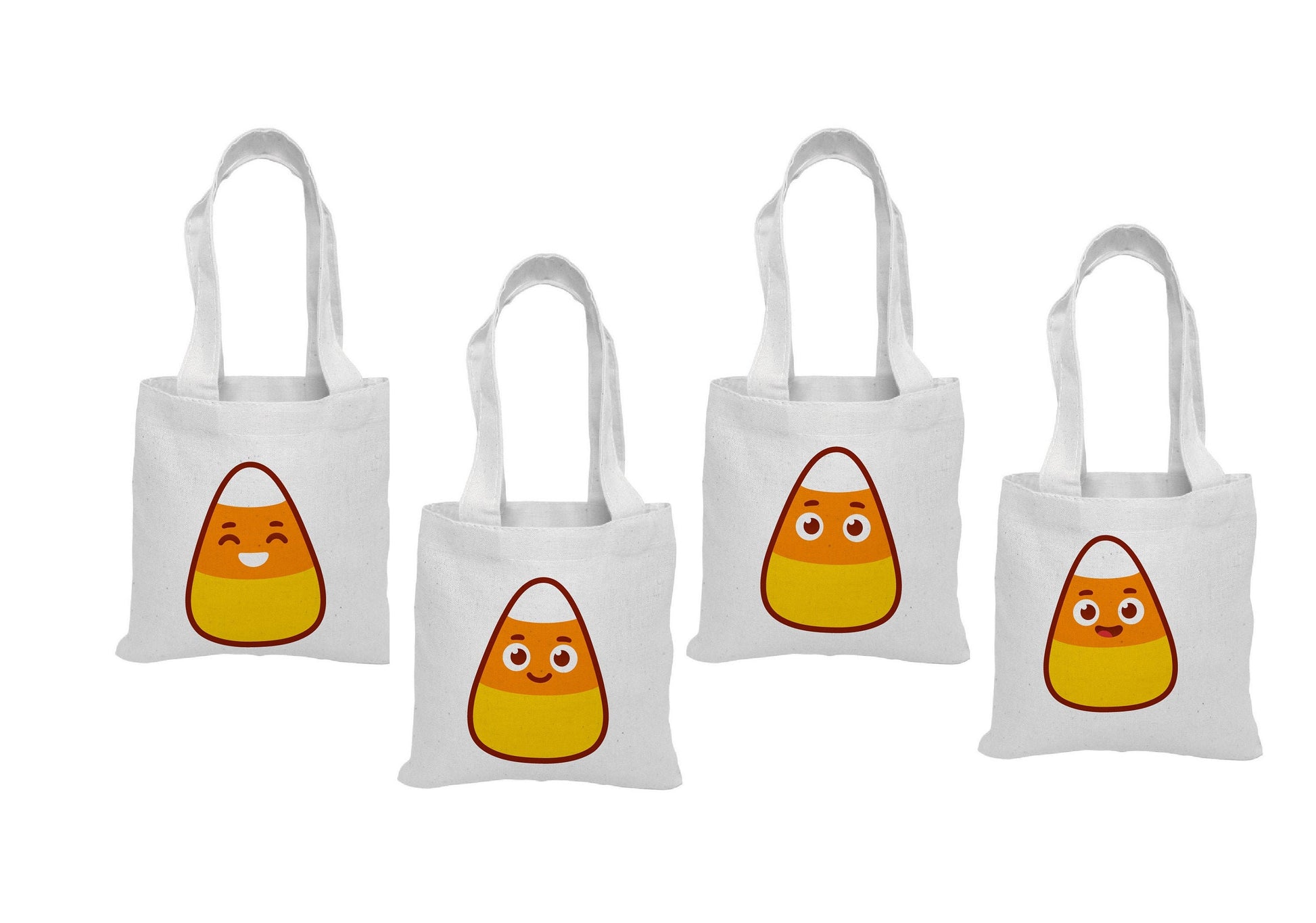 Candy Corn Halloween Favor Bags, Cotton Canvas, Set of 4