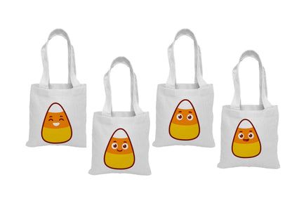 Candy Corn Halloween Favor Bags, Cotton Canvas, Set of 4