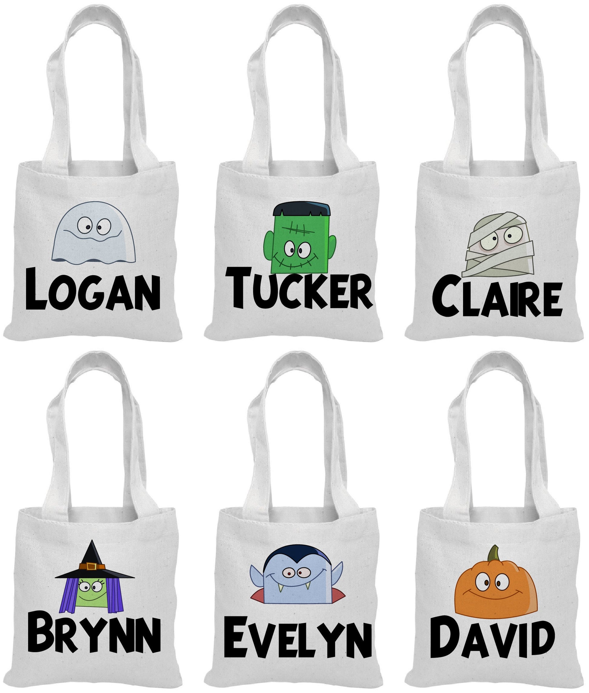 Personalized Halloween Party Favor Bags - Perfect for Halloween Parties! Set of Six