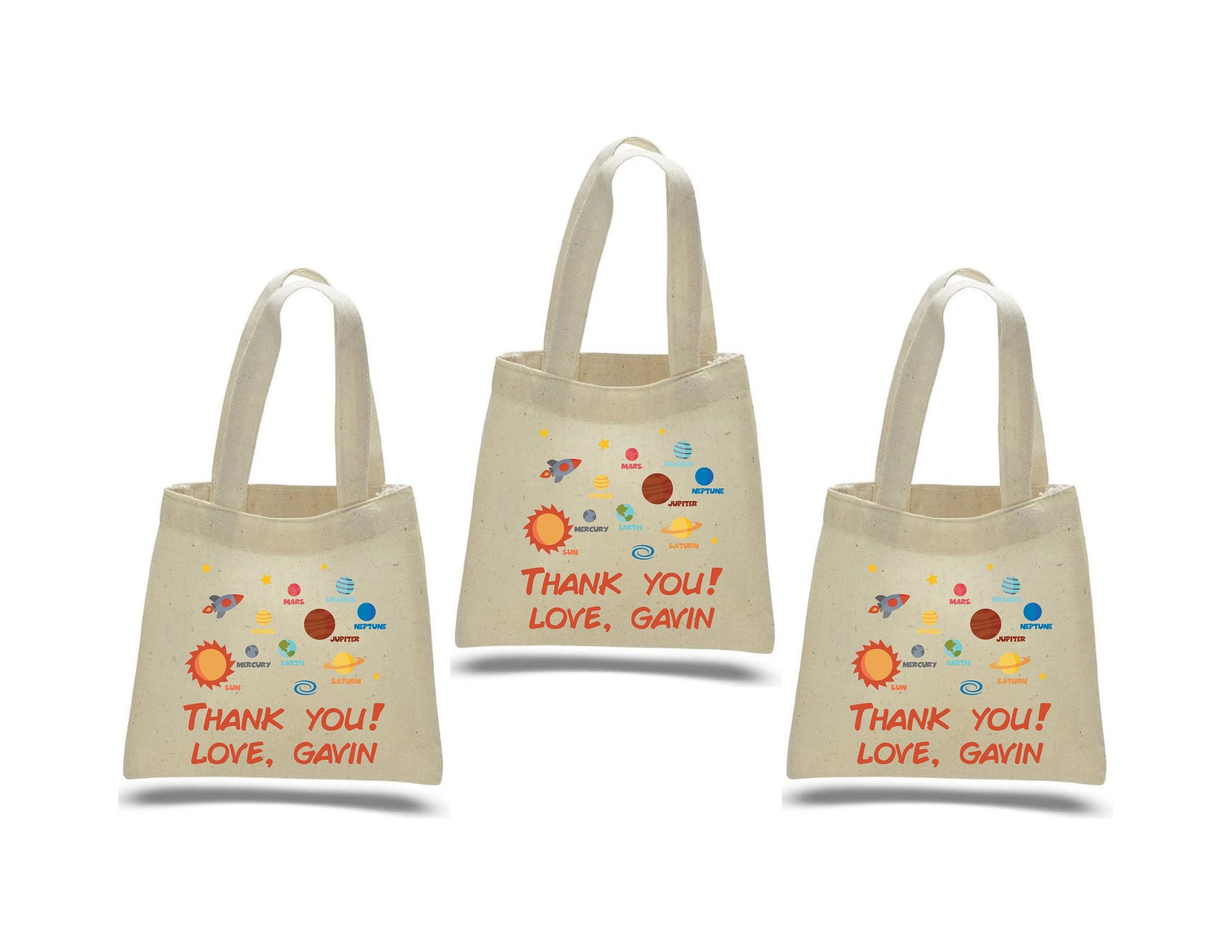 Custom Space Party Favor Bags - Set of Three Bags
