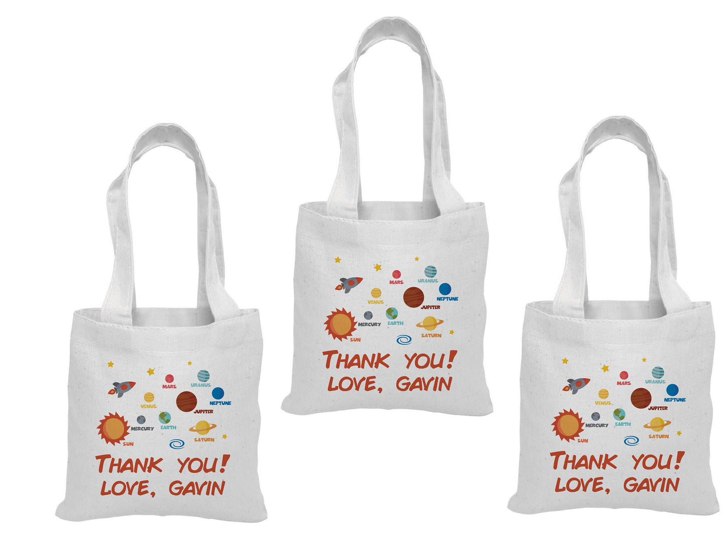 Custom Space Party Favor Bags - Set of Three Bags