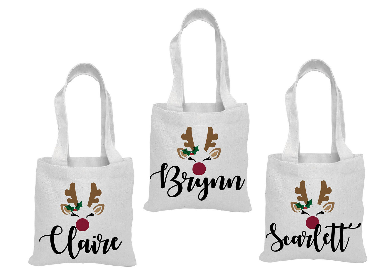 Personalized Reindeer Christmas Party Favor Bags