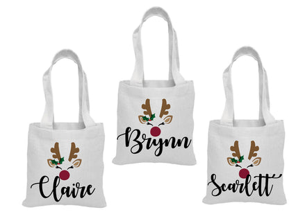 Personalized Reindeer Christmas Party Favor Bags