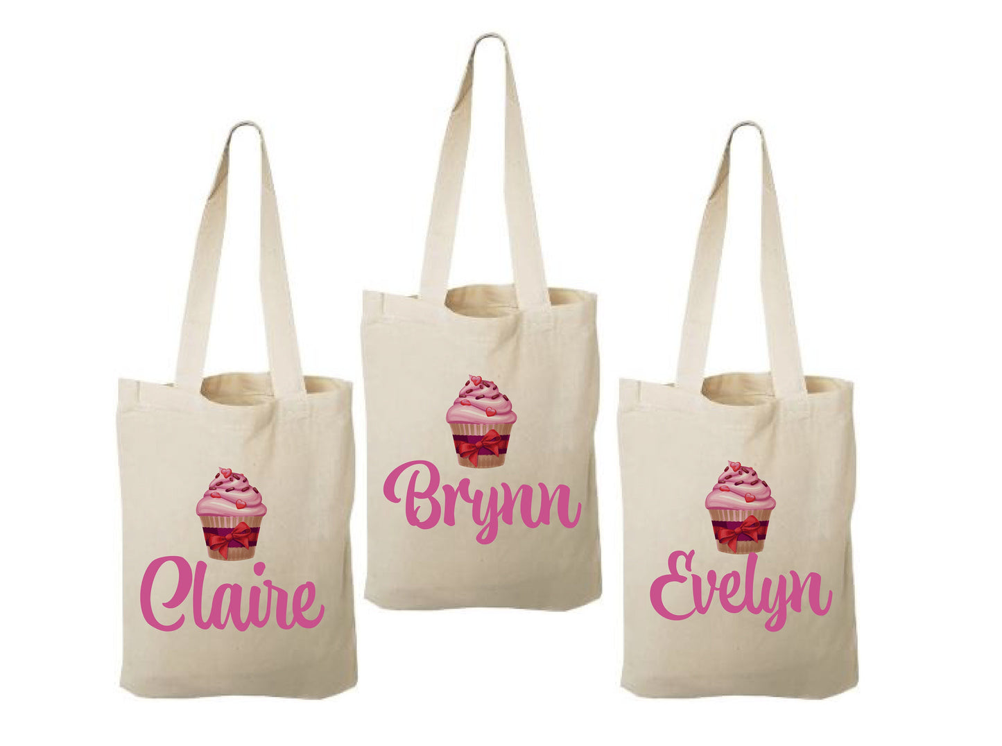Personalized Cupcake Valentine's Day Party Favor Bags - Set of Three Bags