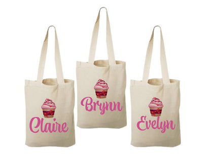 Personalized Cupcake Valentine's Day Party Favor Bags - Set of Three Bags