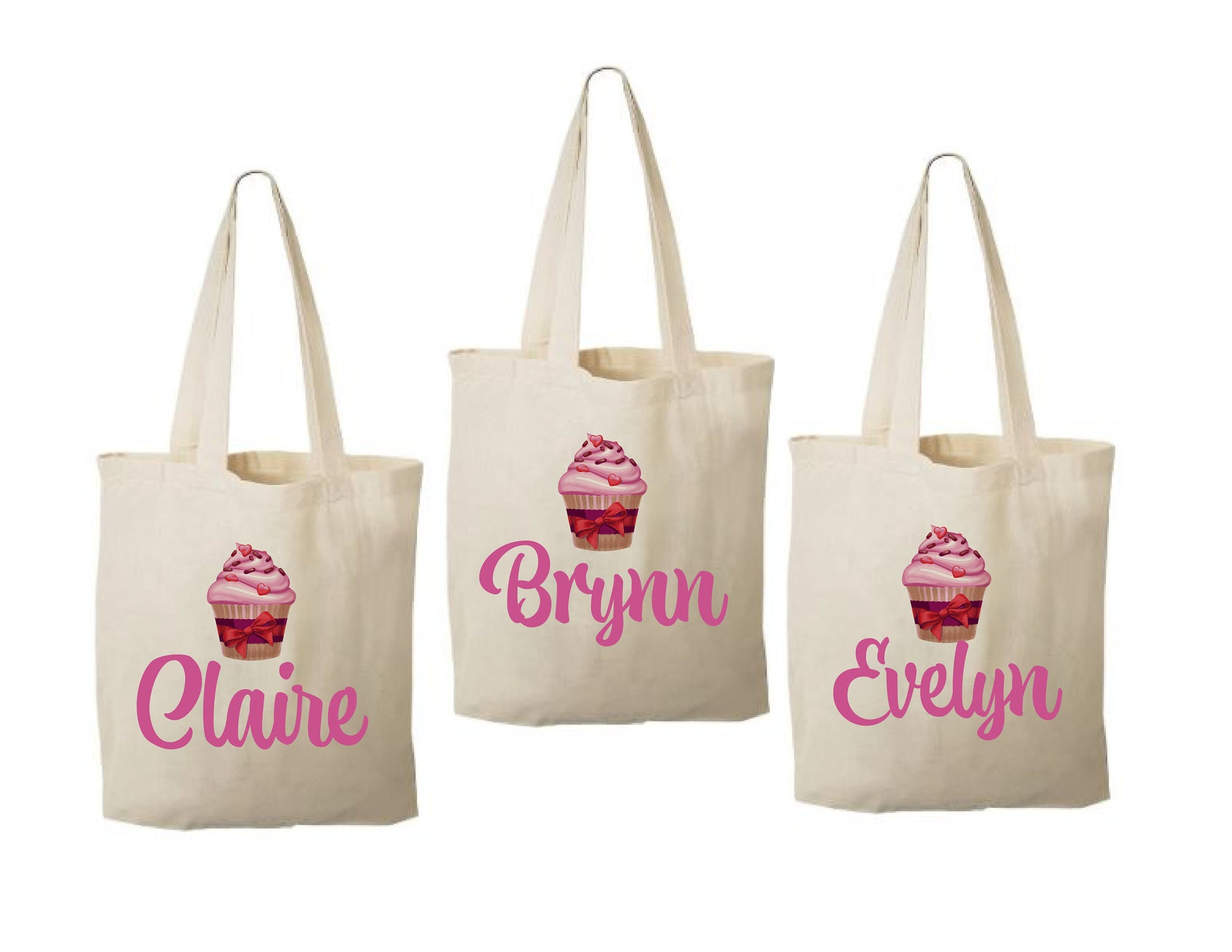Personalized Cupcake Valentine's Day Party Favor Bags - Set of Three Bags