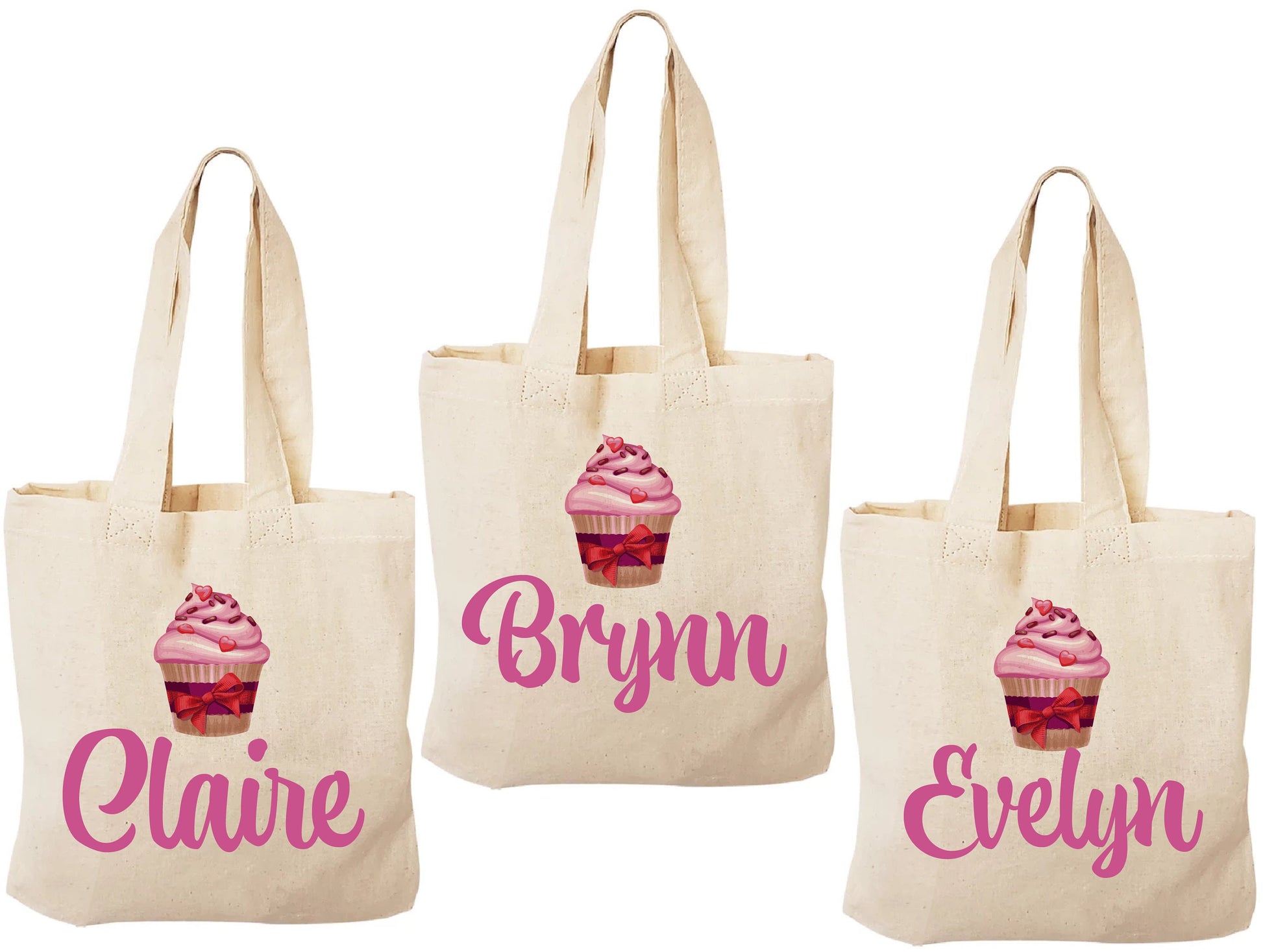 Personalized Cupcake Valentine's Day Party Favor Bags - Set of Three Bags
