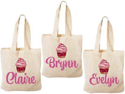 Personalized Cupcake Valentine's Day Party Favor Bags - Set of Three Bags