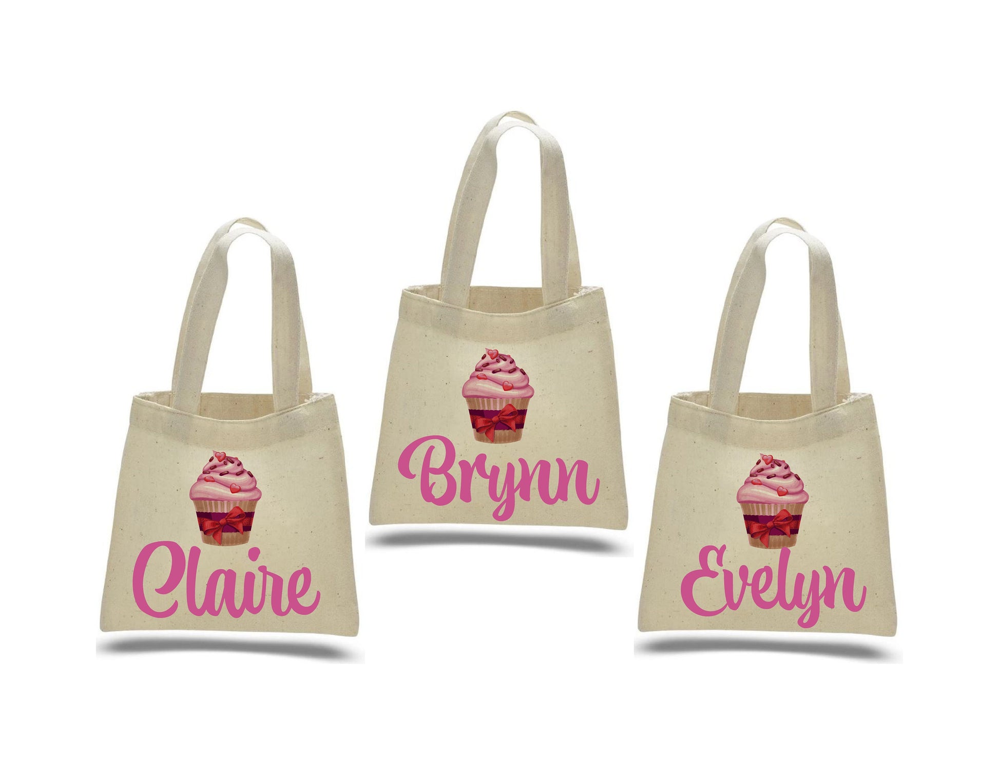Personalized Cupcake Valentine's Day Party Favor Bags - Set of Three Bags