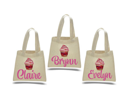Personalized Cupcake Valentine's Day Party Favor Bags - Set of Three Bags