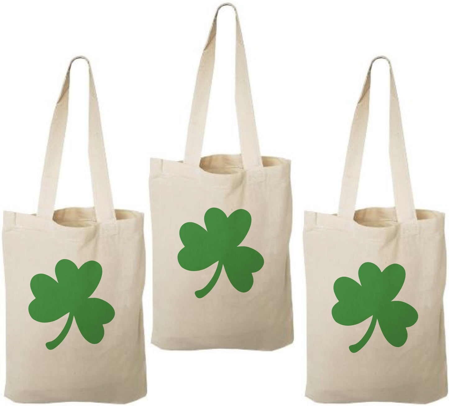 3 St. Patrick's Day Cotton Favor Bags, Shamrock Goodie Bags