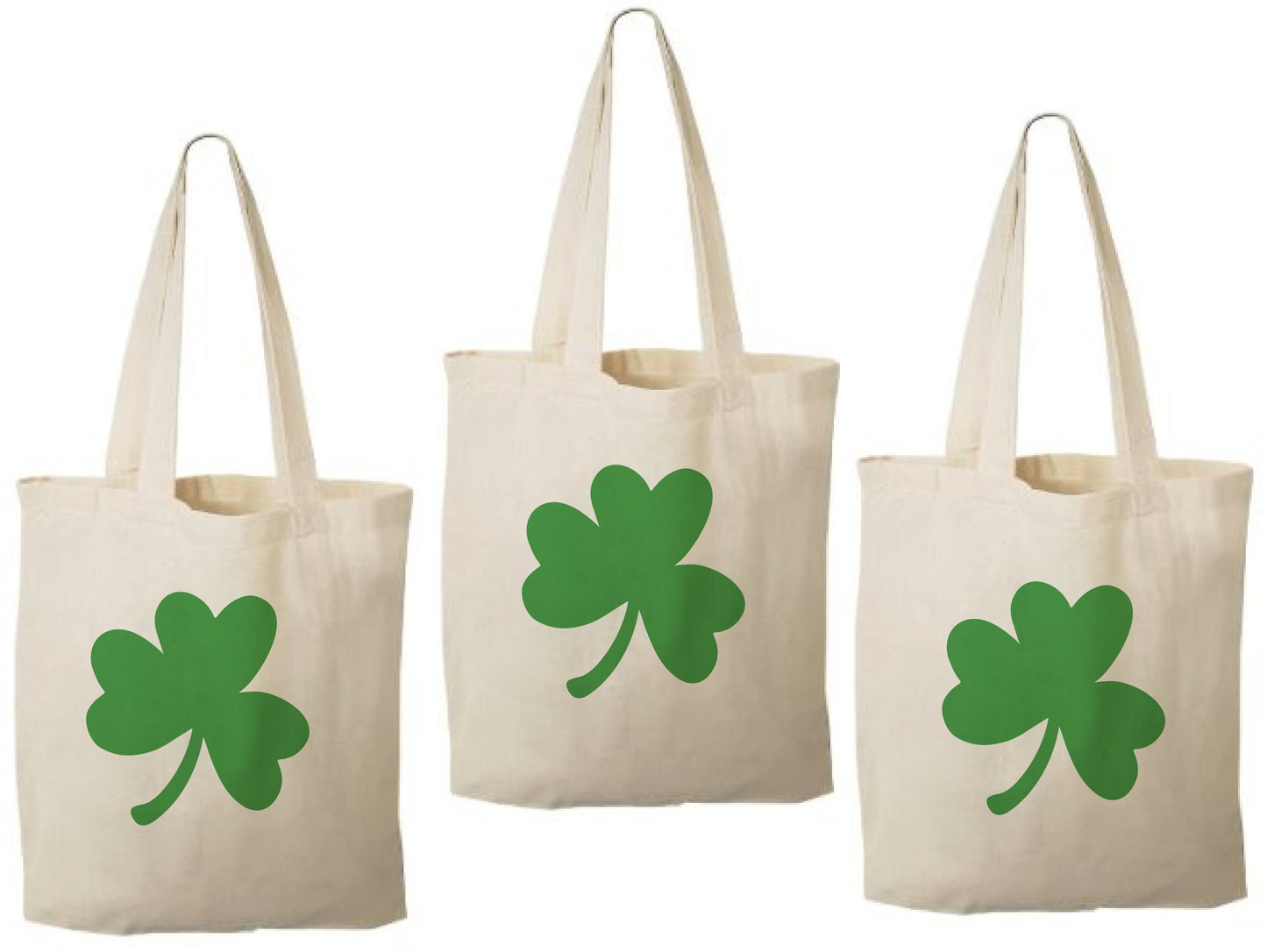 3 St. Patrick's Day Cotton Favor Bags, Shamrock Goodie Bags