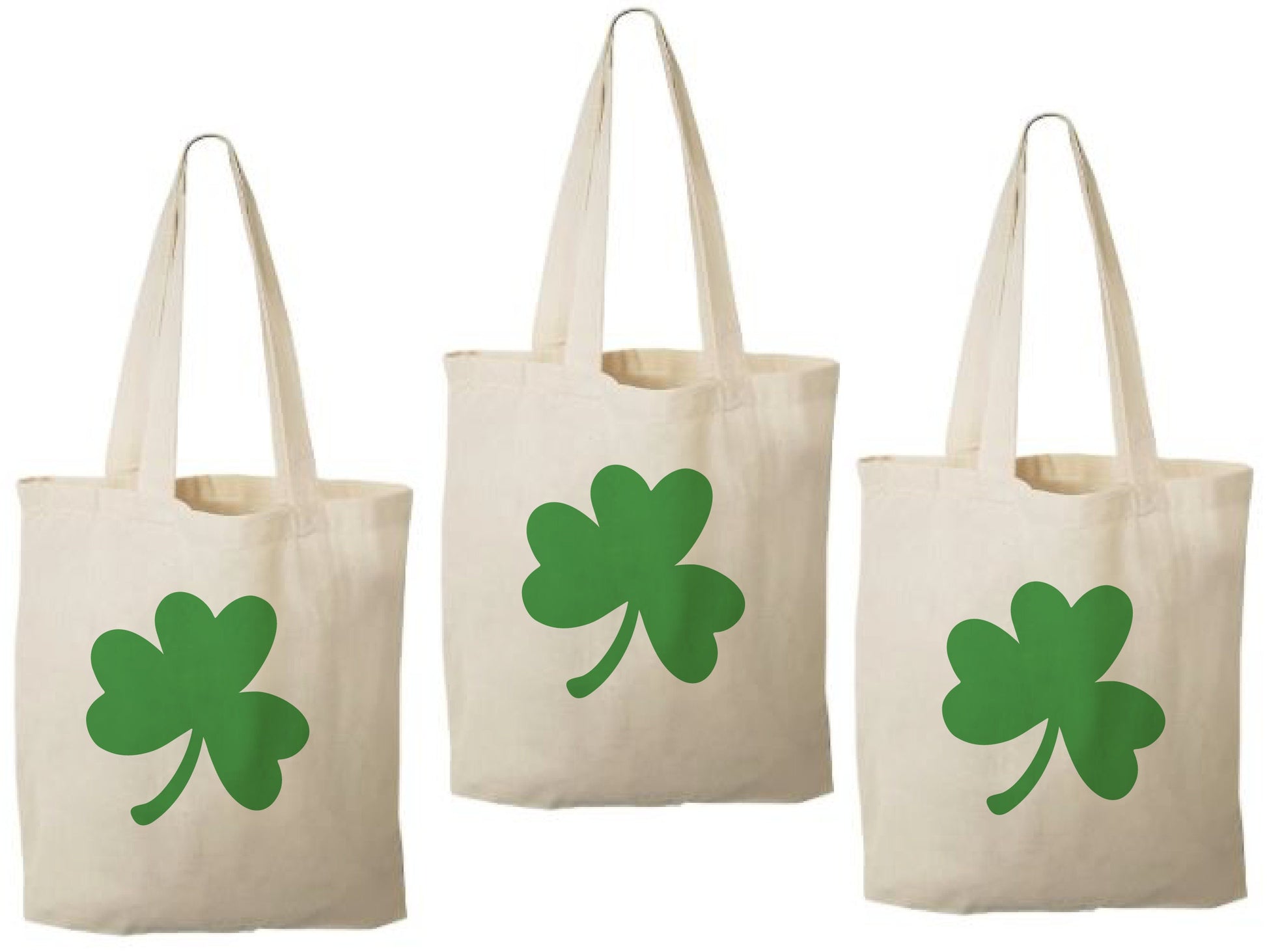 3 St. Patrick's Day Cotton Favor Bags, Shamrock Goodie Bags