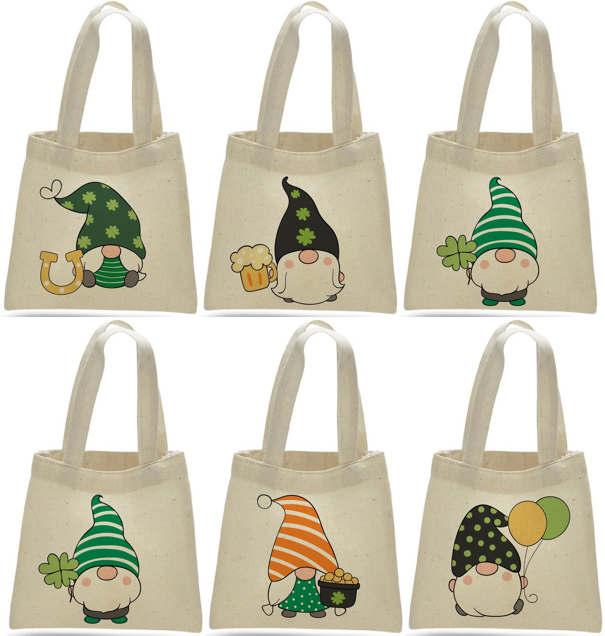 6 St. Patrick's Day Gnome Cotton Favor Bags