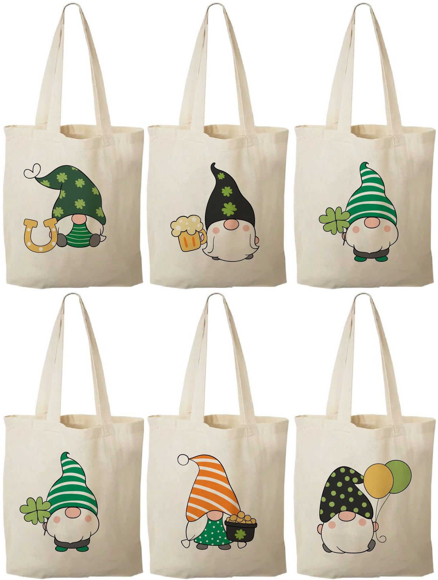 6 St. Patrick's Day Gnome Cotton Favor Bags