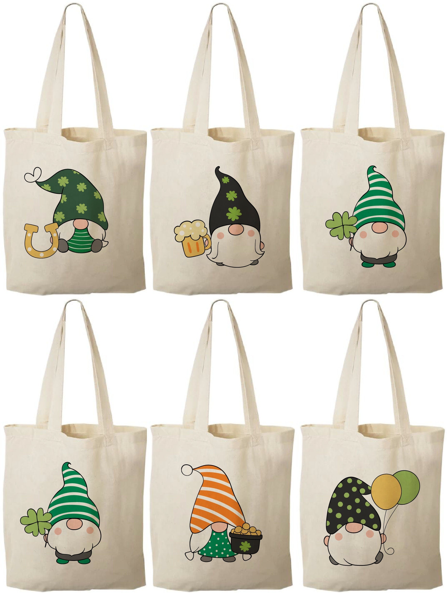 6 St. Patrick's Day Gnome Cotton Favor Bags
