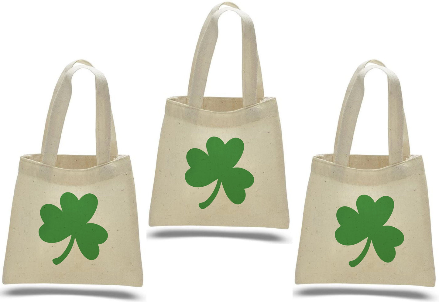 3 St. Patrick's Day Cotton Favor Bags, Shamrock Goodie Bags