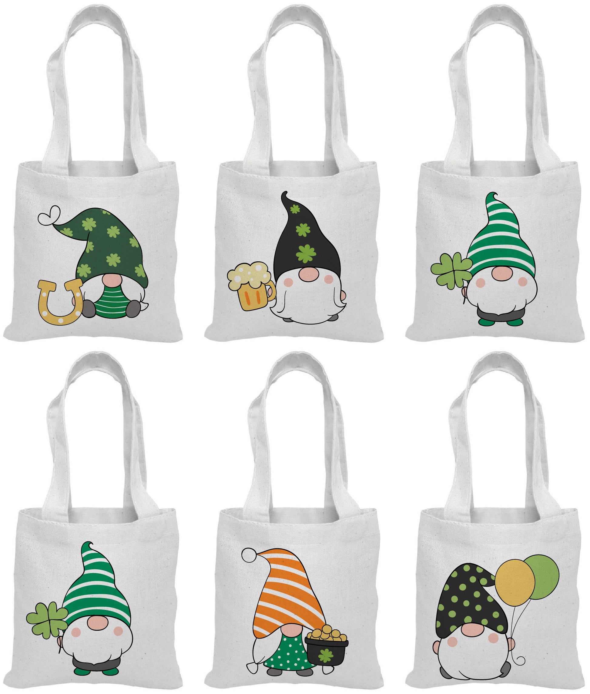 6 St. Patrick's Day Gnome Cotton Favor Bags