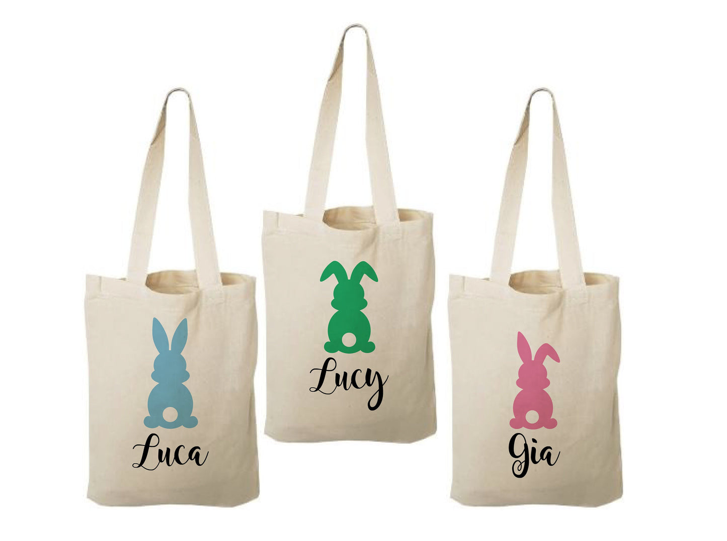 Set of 3 Personalized Easter Bunny Cotton Treat Bags