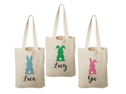 Set of 3 Personalized Easter Bunny Cotton Treat Bags
