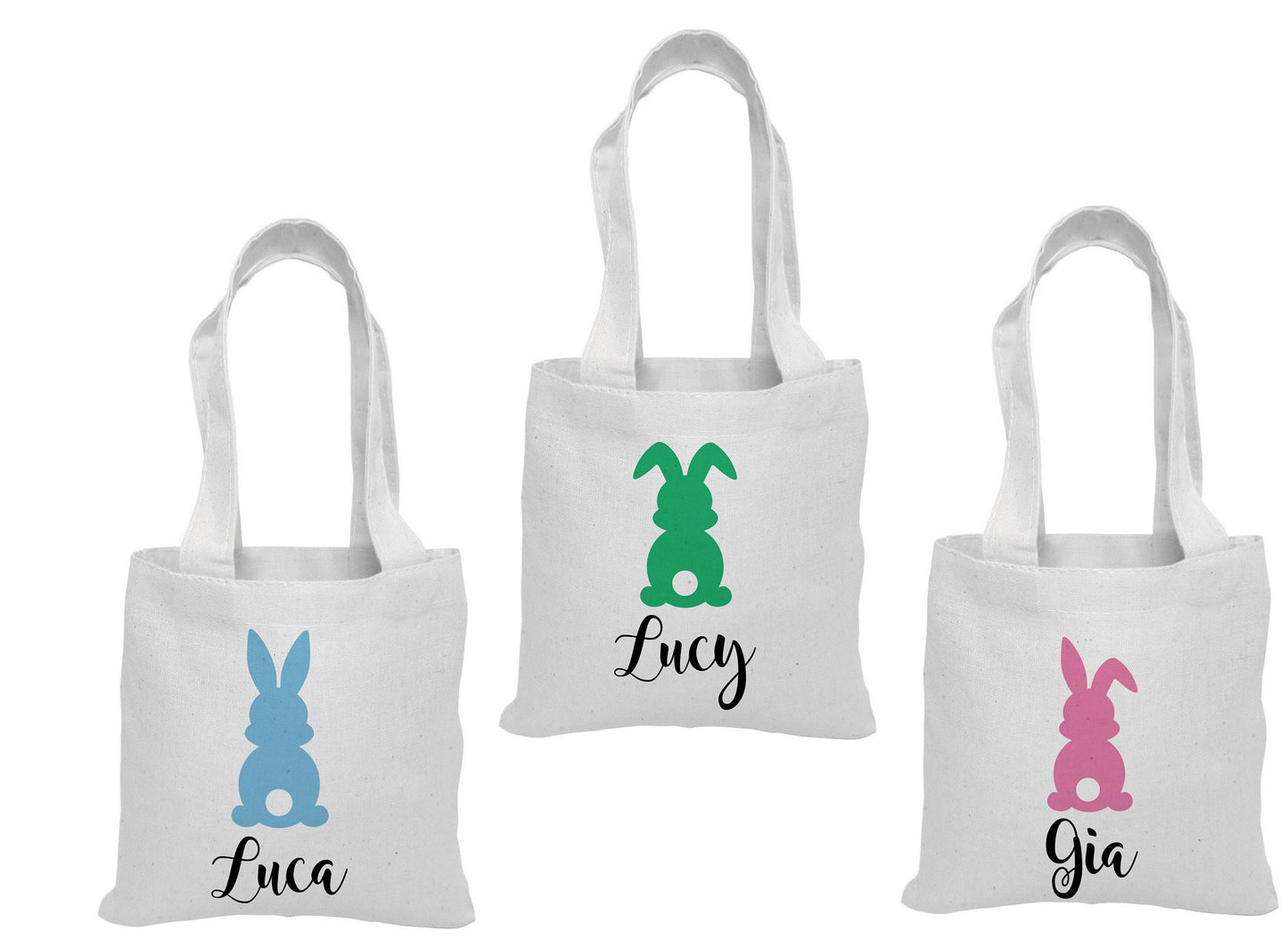 Set of 3 Personalized Easter Bunny Cotton Treat Bags