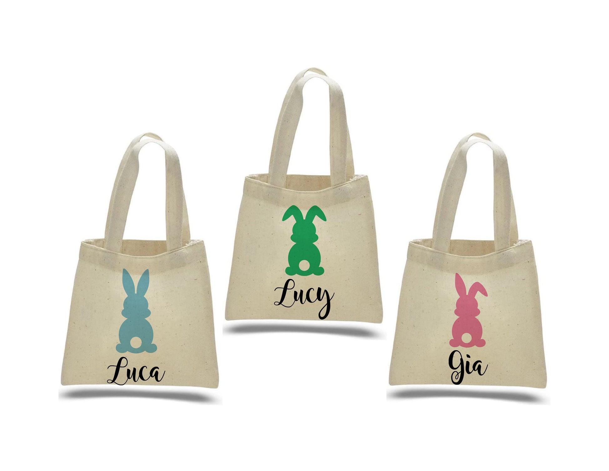 Set of 3 Personalized Easter Bunny Cotton Treat Bags