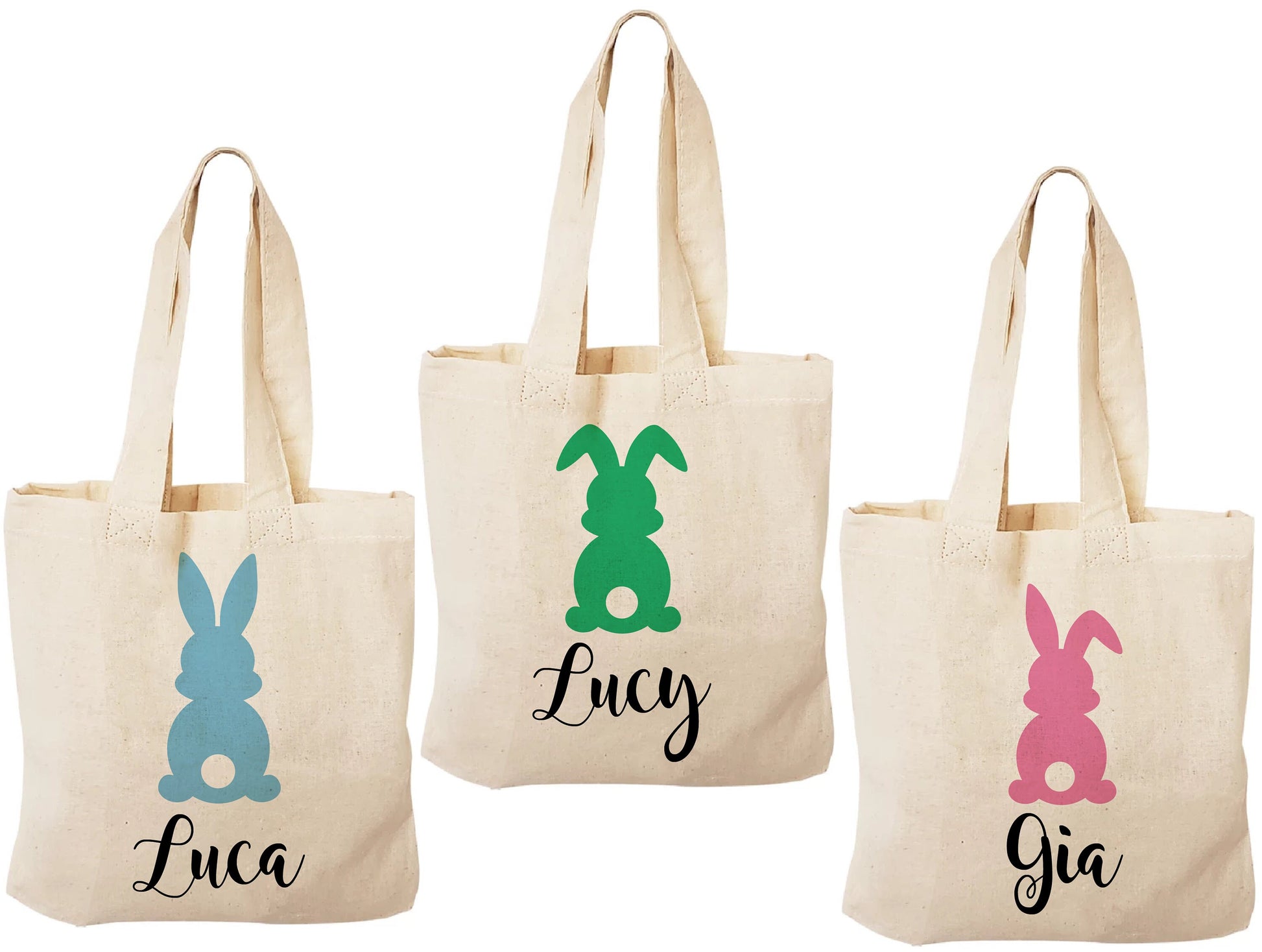 Set of 3 Personalized Easter Bunny Cotton Treat Bags