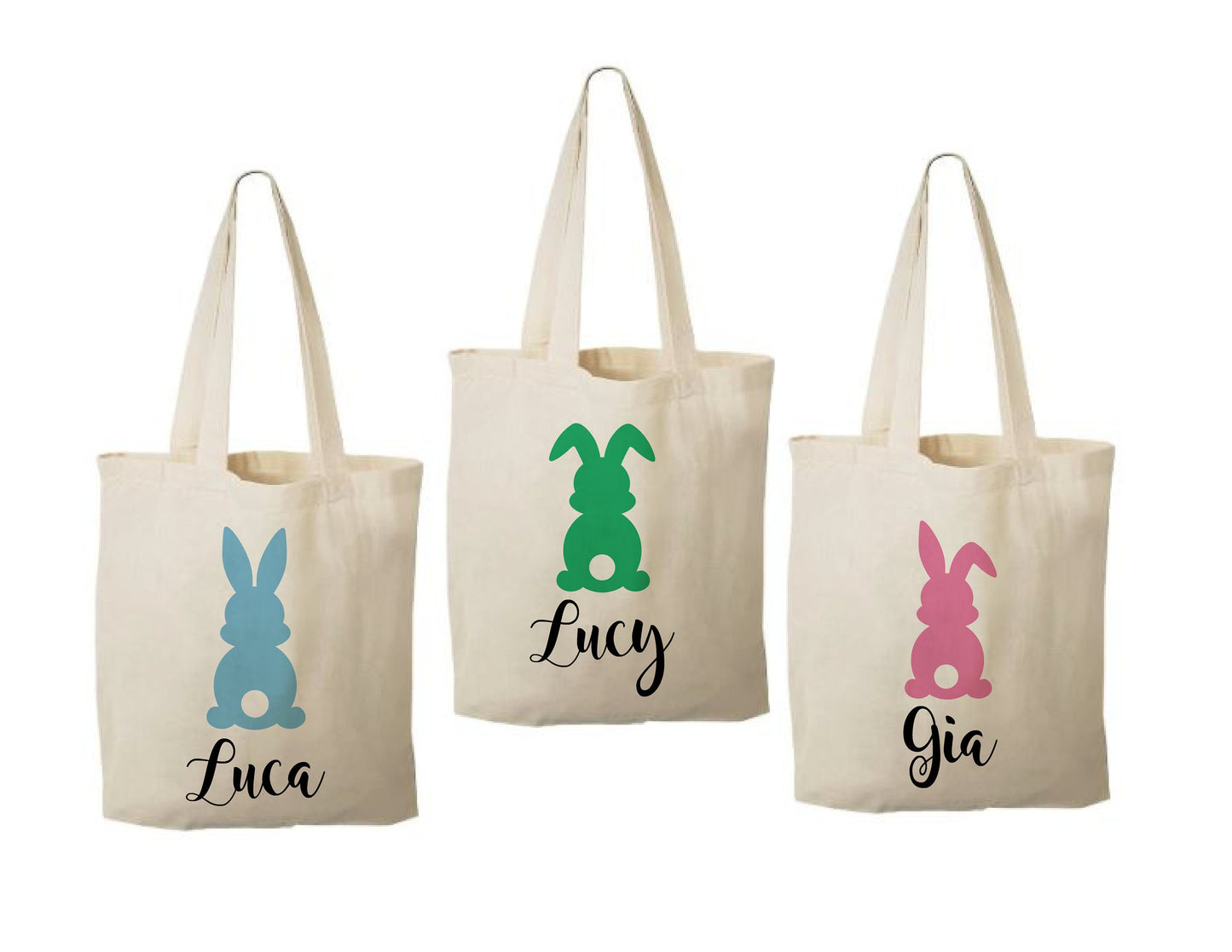 Set of 3 Personalized Easter Bunny Cotton Treat Bags
