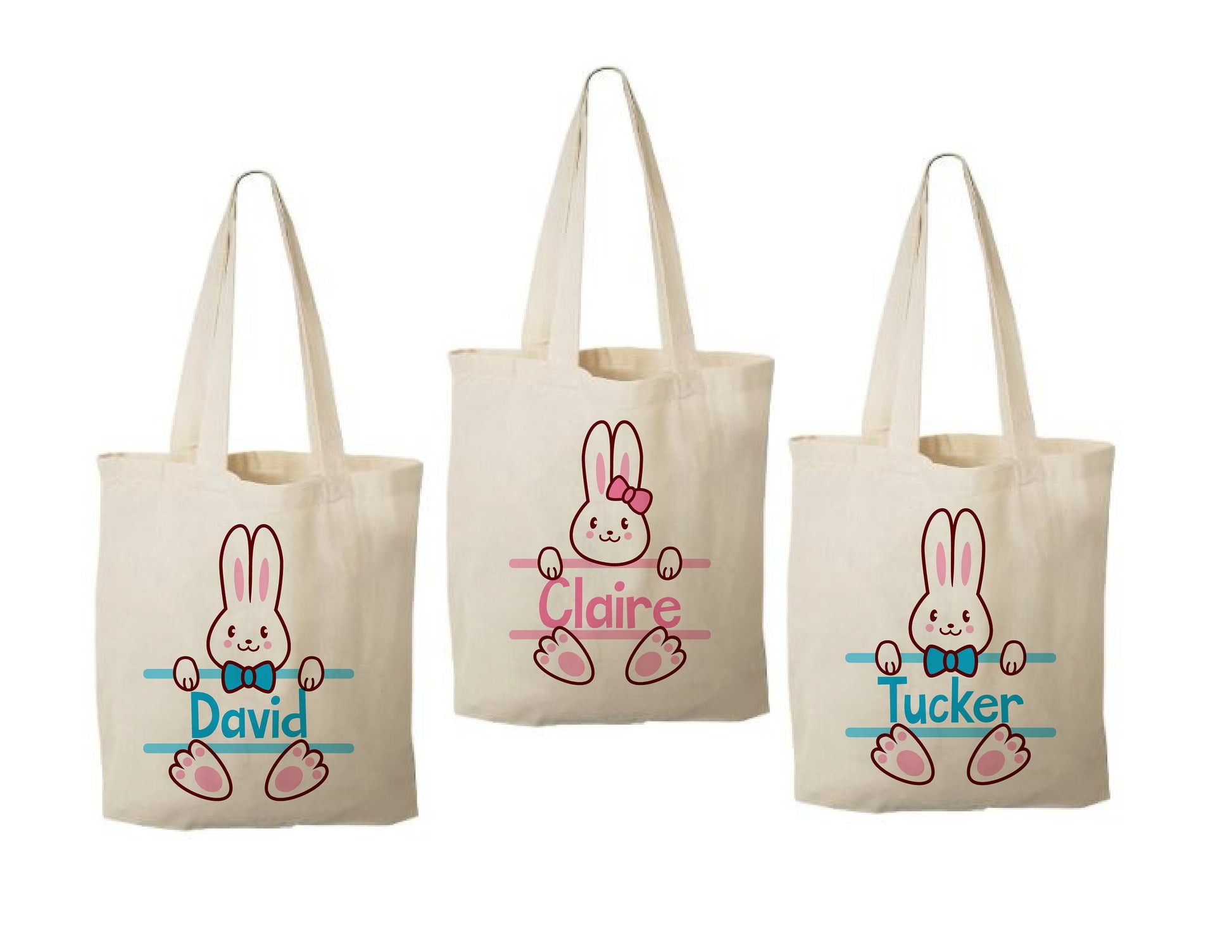 Personalized Easter Bunny Party Favor Bags - Set of Three Bags
