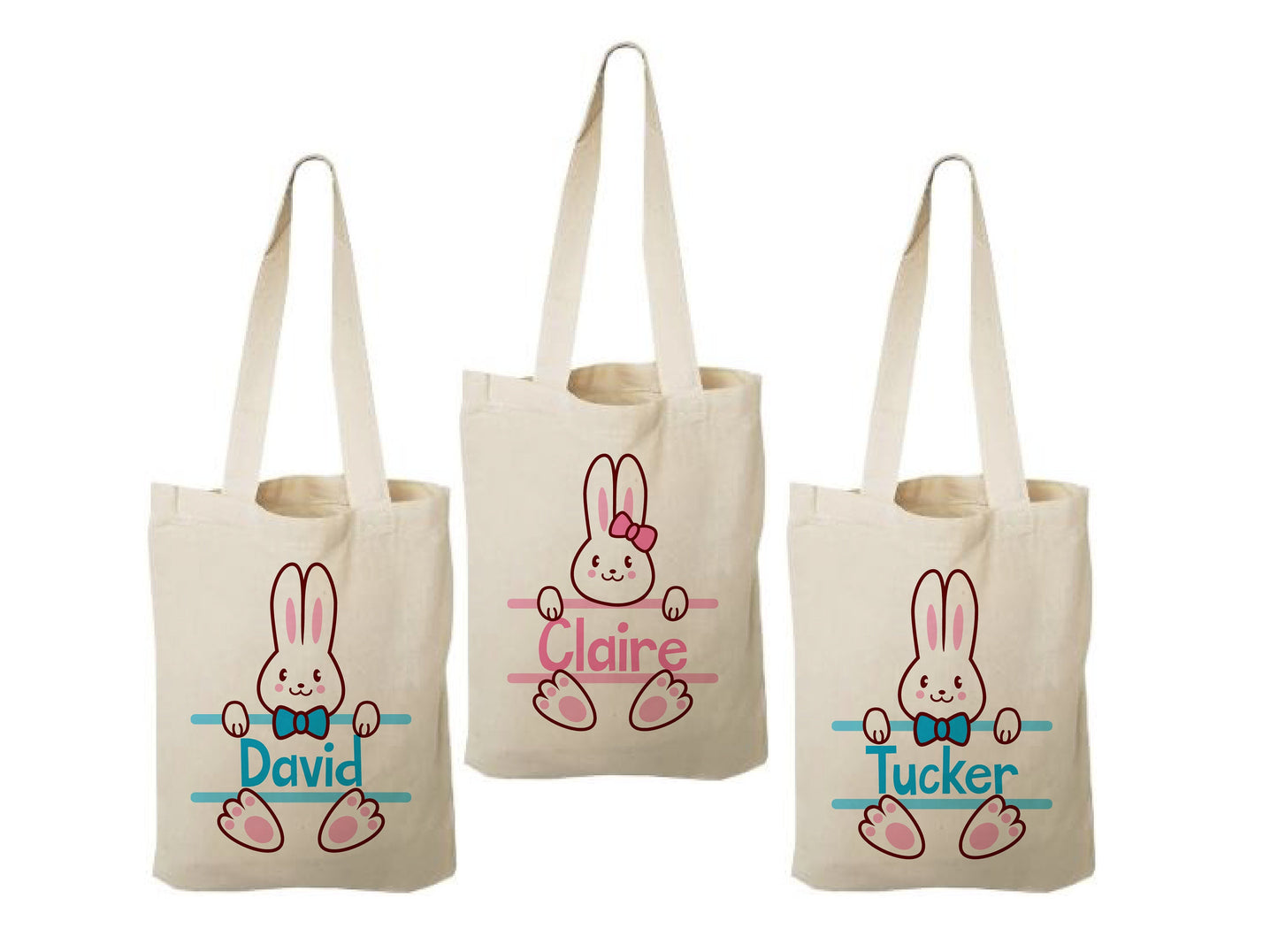 Personalized Easter Bunny Party Favor Bags - Set of Three Bags