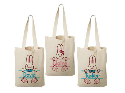 Personalized Easter Bunny Party Favor Bags - Set of Three Bags