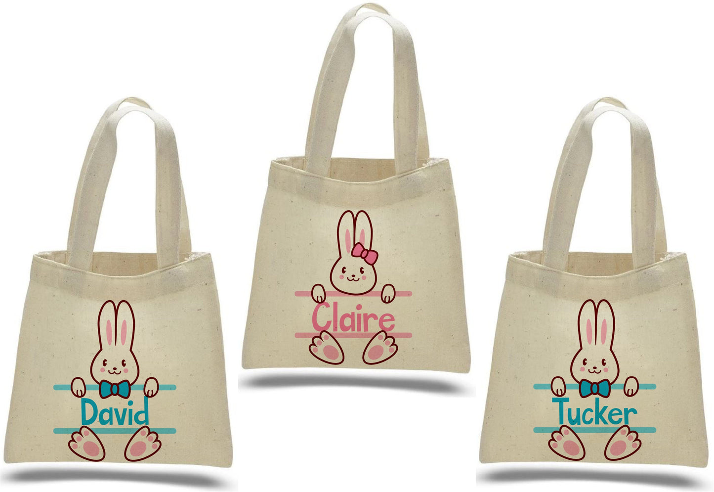 Personalized Easter Bunny Party Favor Bags - Set of Three Bags