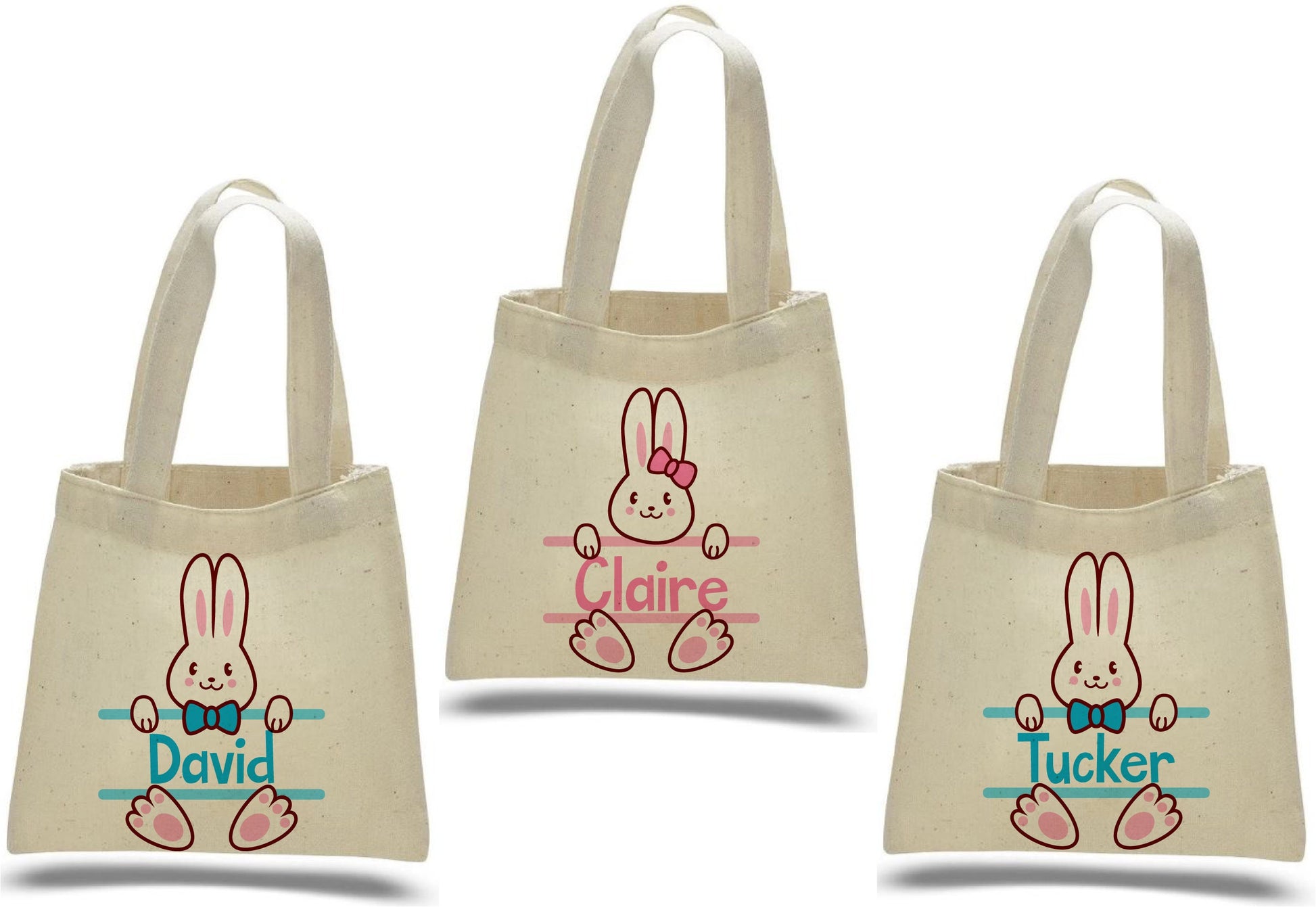 Personalized Easter Bunny Party Favor Bags - Set of Three Bags
