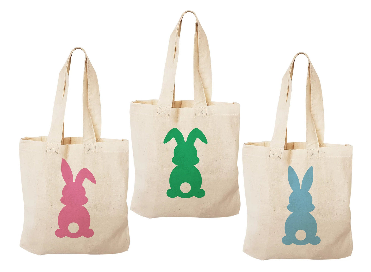 Set of 3 Easter Bunny Cotton Treat Bags, Party Favor Bags