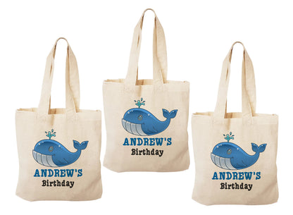 Custom Whale Party Favor Bags - Set of Three Bags