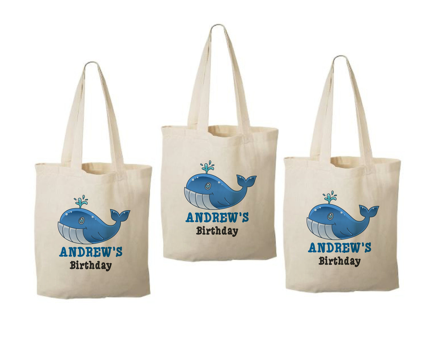 Custom Whale Party Favor Bags - Set of Three Bags