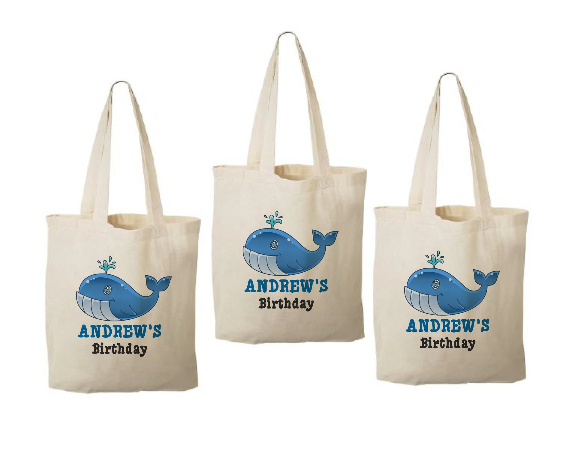Custom Whale Party Favor Bags - Set of Three Bags