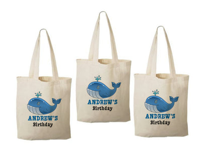 Custom Whale Party Favor Bags - Set of Three Bags