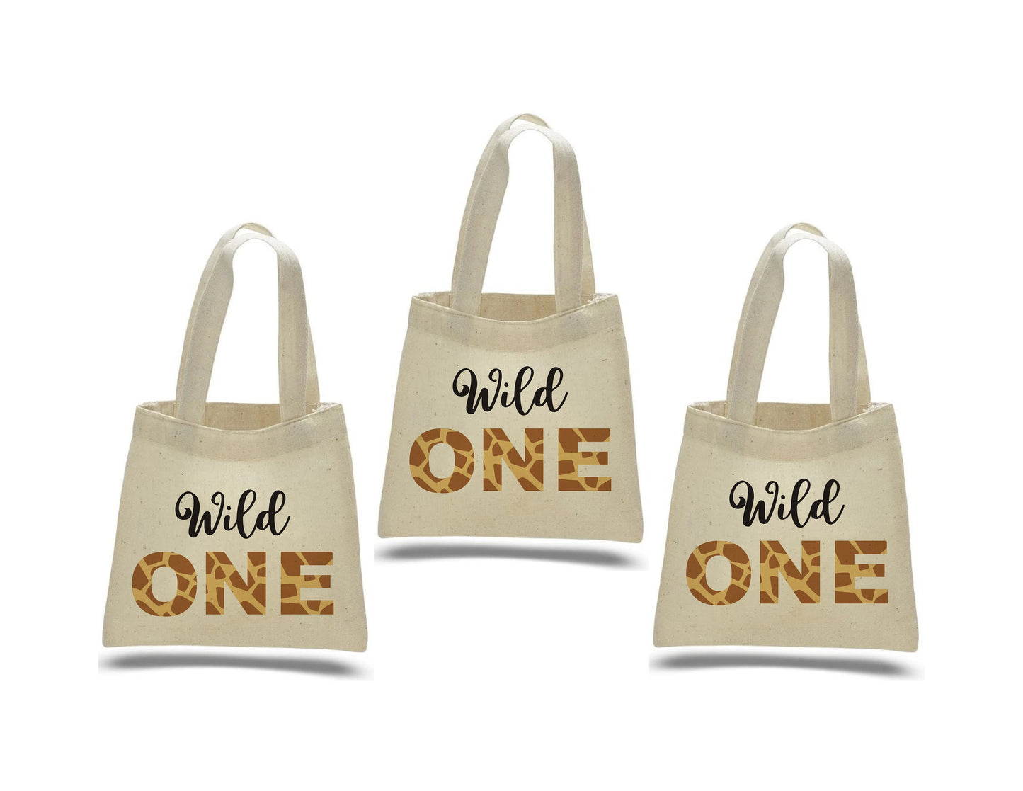 Wild One Safari Favor Bags - First Birthday Cotton Totes